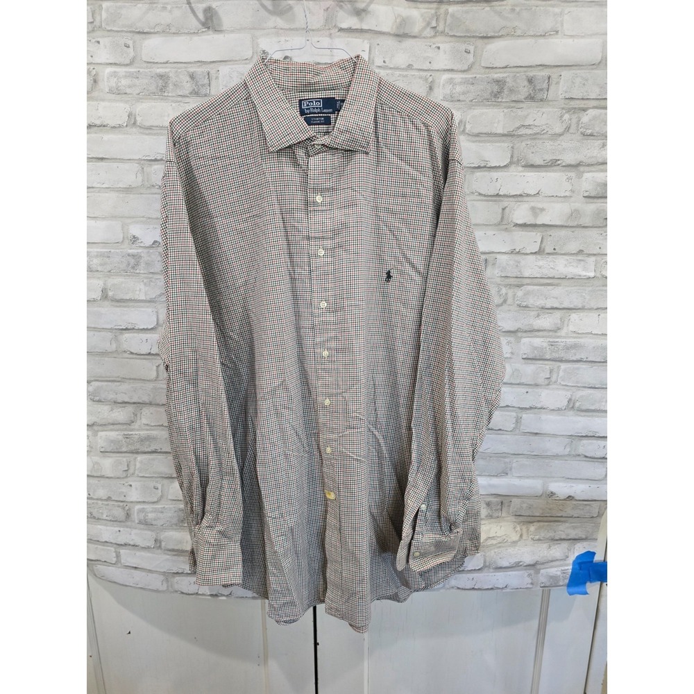 Polo Ralph‎ Lauren 3XLT Stanton Classic Fit Button Up Shirt Mens Red Green Plaid